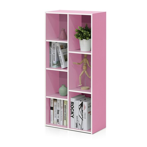 Cube white pink bookshelf - 7-cube, white/pink
